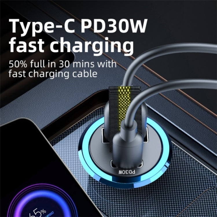 A1 QC 3.0+PD 30W Dual Car Charger Hidden Car Cigarette Lighter Phone Fast Charging Adapter - HoMEdemic™ 