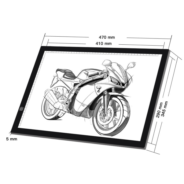 A3 Size 8W 5V LED Ultra-thin Stepless Dimming for Acrylic Copy Boards for Anime Sketch Drawing Sketchpad, with USB Cable, With USB Cable - HoMEdemic™ 