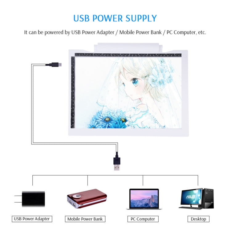A4-19 6.5W Three Level of Brightness Dimmable A4 LED Drawing Sketchpad Light Pad with USB Cable - HoMEdemic™ 