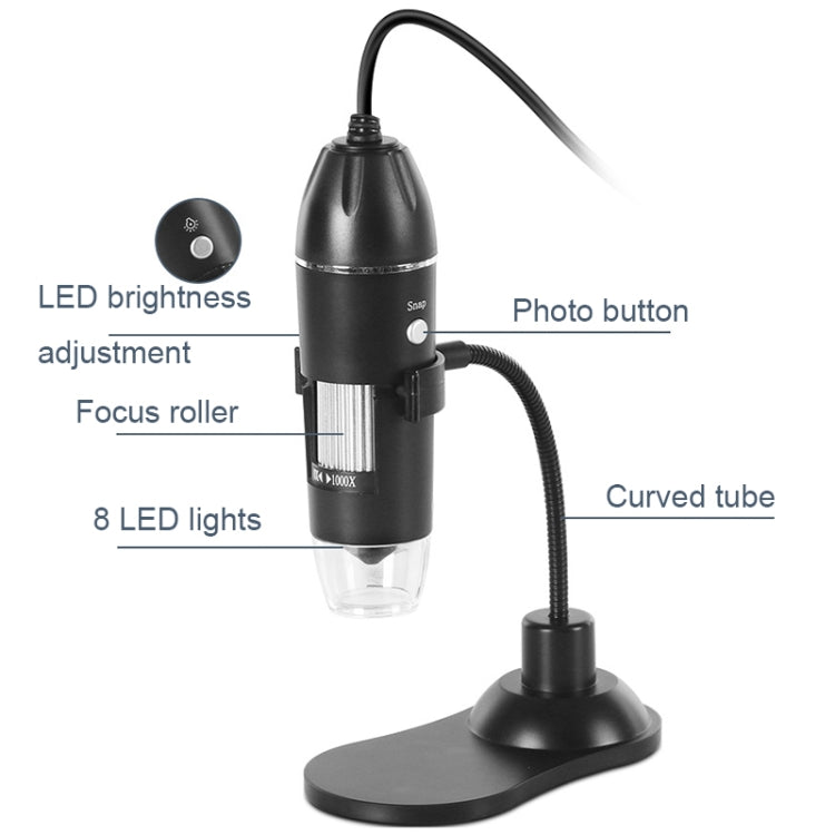 A8 50X-1000X USB Hose Stand Digital Microscope LED Light Handheld Portable Microscope, A8 50X-1000X - HoMEdemic™ 