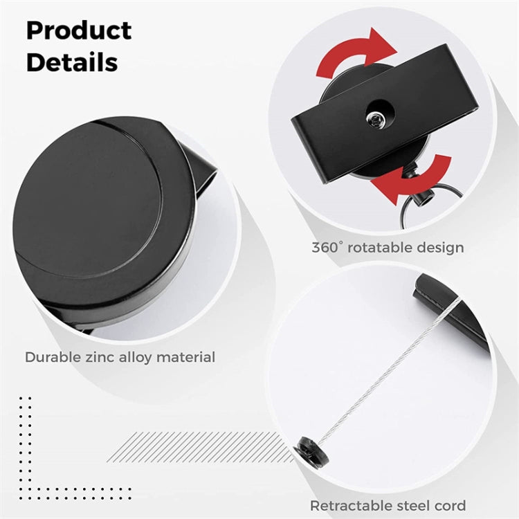 ABS  Material 360 Degree Rotatable Heavy Duty Retractable Keychain with Belt Clip - HoMEdemic™ 
