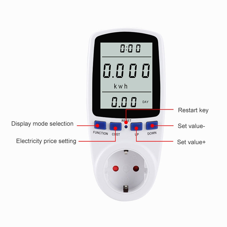 AC 230V 50Hz Max 16A LCD Display Energy Meter Watt Volt Voltage Power Analyzer Automatic Electricity Monitor Analyzer Power, EU Plug, AC 230V EU Plug - HoMEdemic™ 