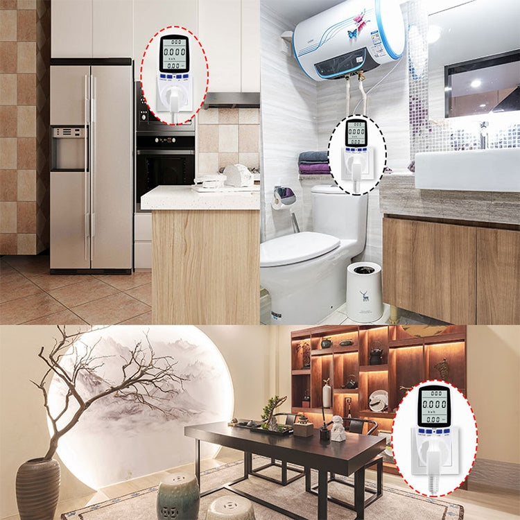 AC 230V 50Hz Max 16A LCD Display Energy Meter Watt Volt Voltage Power Analyzer Automatic Electricity Monitor Analyzer Power, EU Plug, AC 230V EU Plug - HoMEdemic™ 