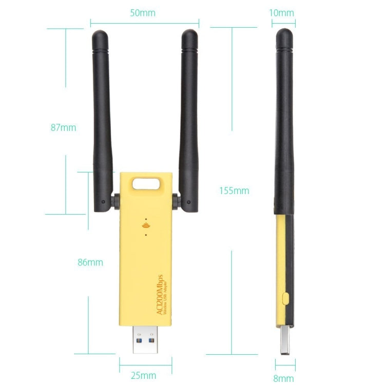 AC1200Mbps 2.4GHz & 5GHz Dual Band USB 3.0 WiFi Adapter External Network Card with 2 External Antenna, AC1200Mbps USB 3.0 - HoMEdemic™ 