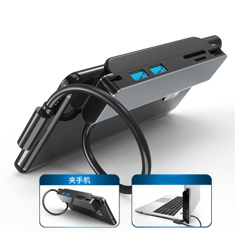 AD-065 6 in 1 USB-C / Type-C to 4K HDMI + SD / TF Card Slot + Type-C + 2 USB 3.0 Back Clip Style Multifunctional Docking Station HUB, 6 In 1 Back Clip Style - HoMEdemic™ 