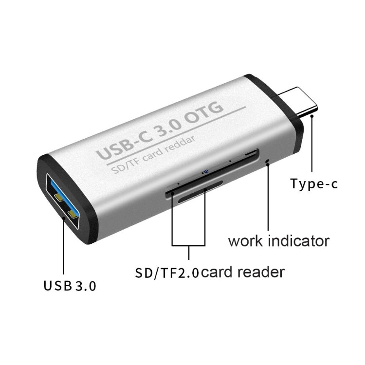 ADS-103 3 in 1 Type-C Male to USB 3.0 Female + SD / TF Card Slots OTG Adapter SD / TF Card Reader - HoMEdemic™ 