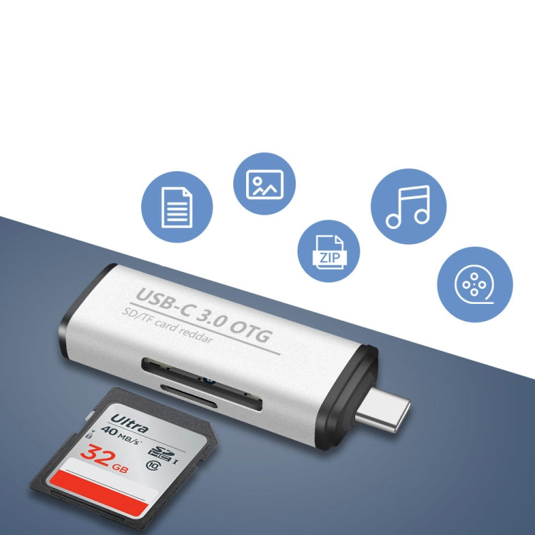 ADS-103 3 in 1 Type-C Male to USB 3.0 Female + SD / TF Card Slots OTG Adapter SD / TF Card Reader - HoMEdemic™ 