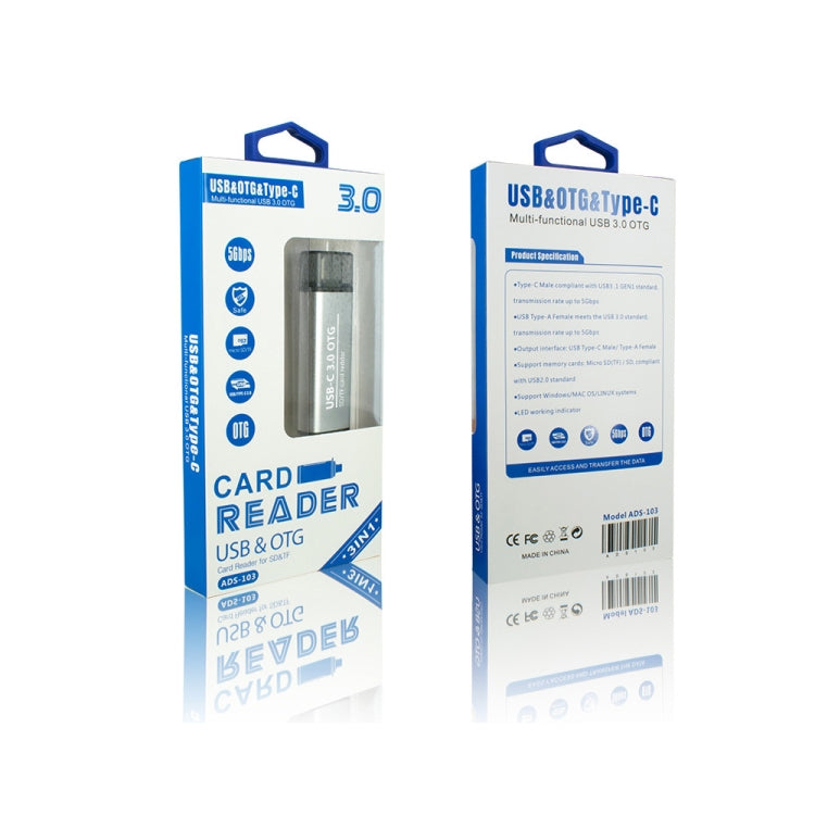ADS-103 3 in 1 Type-C Male to USB 3.0 Female + SD / TF Card Slots OTG Adapter SD / TF Card Reader - HoMEdemic™ 