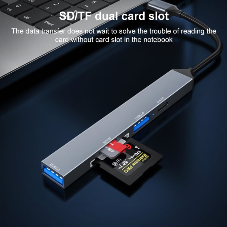 ADS-806C 5 in 1 USB-C / Type-C to USB 3.0 + USB-C / Type-C + SD/TF + USB2.0 HUB Docking Station - HoMEdemic™ 