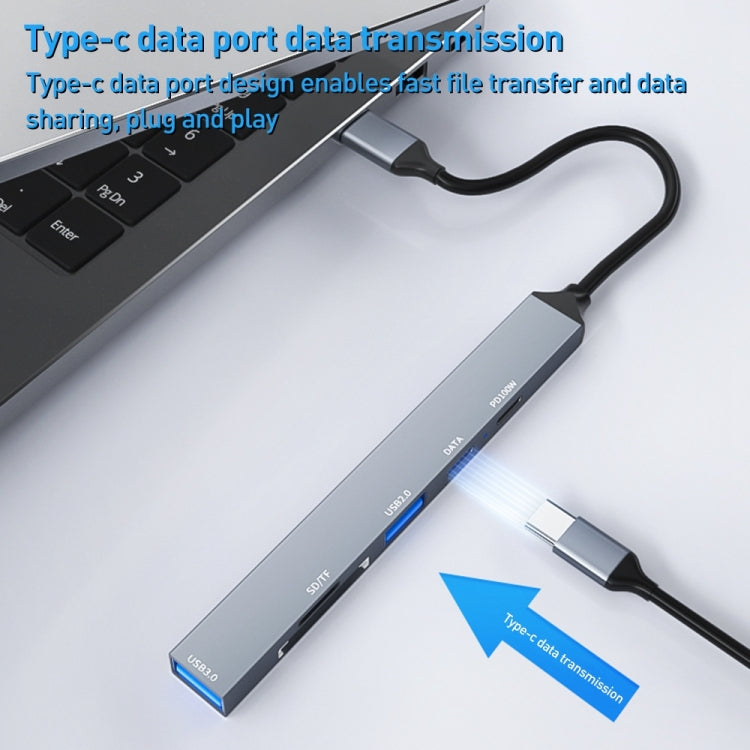 ADS-807 PD100 6 in 1 Type-C to PD100W + USB3.0 + USB2.0 + SD/TF HUB Docking Station(Space Grey) - HoMEdemic™ 
