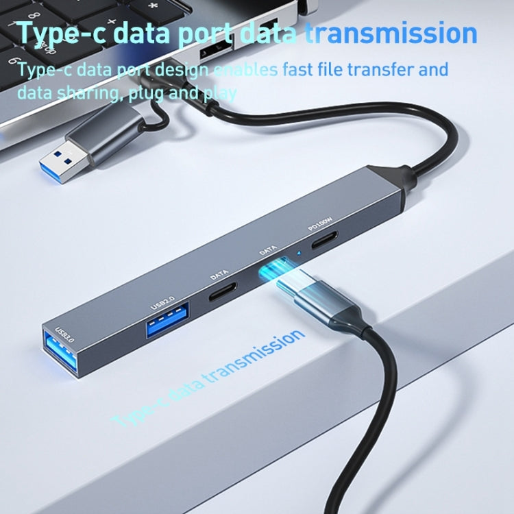 ADS-809D 5 in 1 USB + Type-C to PD100W + USB3.0/2.0 + Type-C HUB Docking Station(Space Grey) - HoMEdemic™ 