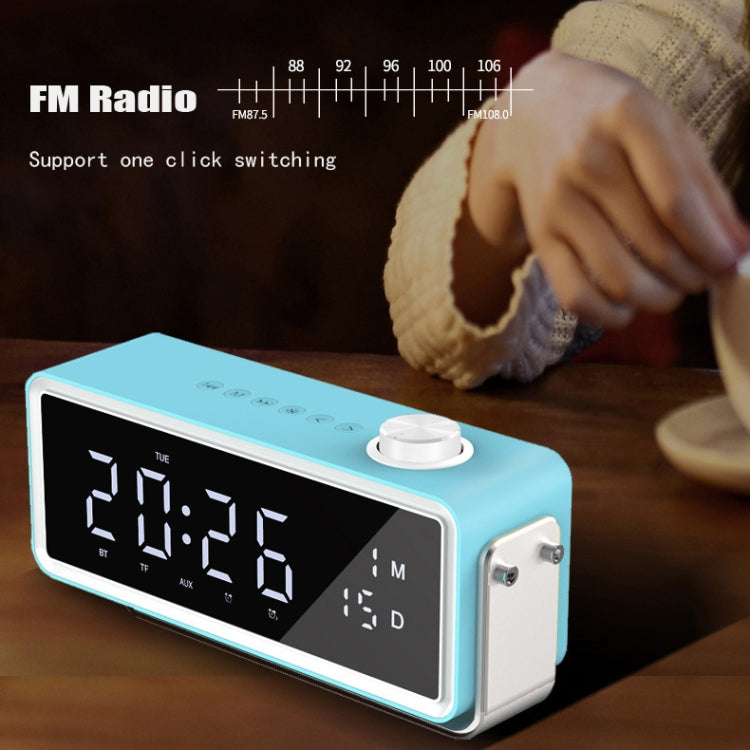 AEC K5 Mirror Alarm Clock Bluetooth Speakers with LED Light Support TF / FM(Black) - HoMEdemic™ 