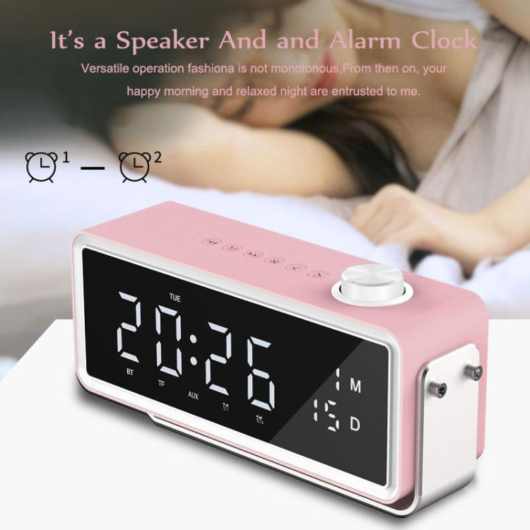 AEC K5 Mirror Alarm Clock Bluetooth Speakers with LED Light Support TF / FM(Black) - HoMEdemic™ 