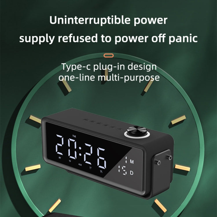 AEC K5 Mirror Alarm Clock Bluetooth Speakers with LED Light Support TF / FM(Black) - HoMEdemic™ 