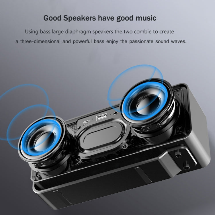 AEC K5 Mirror Alarm Clock Bluetooth Speakers with LED Light Support TF / FM(Blue) - HoMEdemic™ 