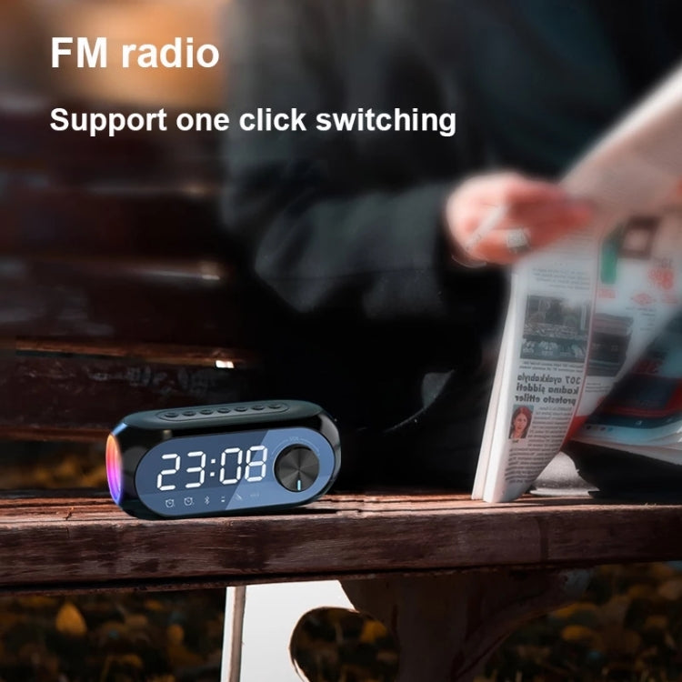 AEC S8 Alarm Clock Bluetooth Speakers with LED Light Support TF / FM(Black) - HoMEdemic™ 