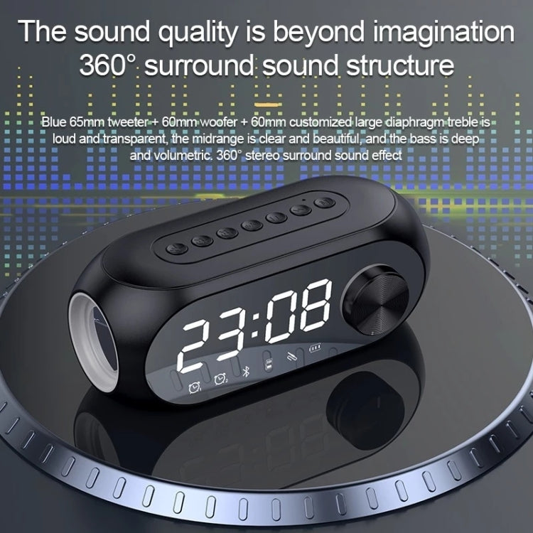 AEC S8 Alarm Clock Bluetooth Speakers with LED Light Support TF / FM(Black) - HoMEdemic™ 