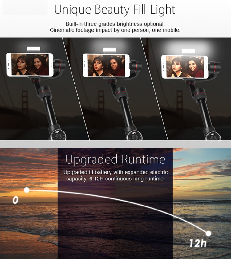 AFI V5 Smooth 3-Axis Handheld Aluminum Brushless Gimbal Stabilizer with Tripod Mount & Fill Light for Smartphones within 6 inch, Support Face Tracking - HoMEdemic™ 