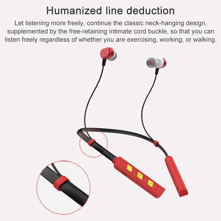 AIN MK-I01 IPX4 Waterproof Neck-mounted Wire-controlled Sports Bluetooth Earphone with Cable Buckle, Support Call & Voice Assistant (Red) - HoMEdemic™ 