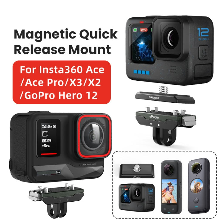 AMagisn Metal Magnetic Quick Release + Top Cover, For Insta360 Ace / Ace Pro / X5 / X3 / X2 / GoPro HERO12 Black - HoMEdemic™ 