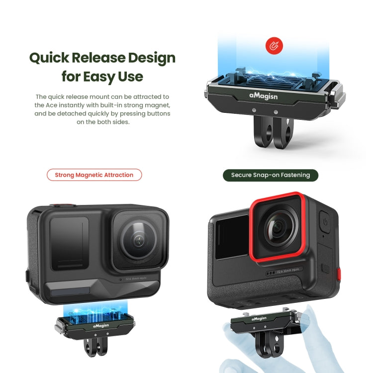 AMagisn Metal Magnetic Quick Release + Top Cover, For Insta360 Ace / Ace Pro / X5 / X3 / X2 / GoPro HERO12 Black - HoMEdemic™ 