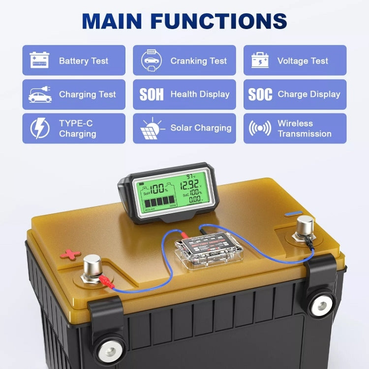 ANCEL 12V LED Car Battery Tester SOH/SOC Rechargeable Battery Analysis Tool - HoMEdemic™ 