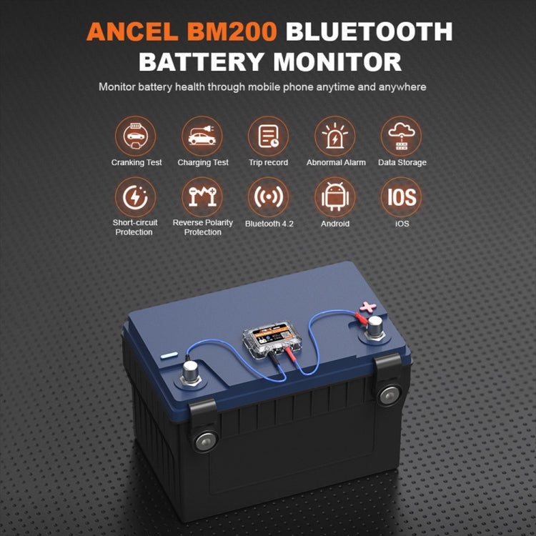ANCEL BM200 12V Bluetooth 4.2 Car Battery Analysis and Detection Tool Battery Tester - HoMEdemic™ 