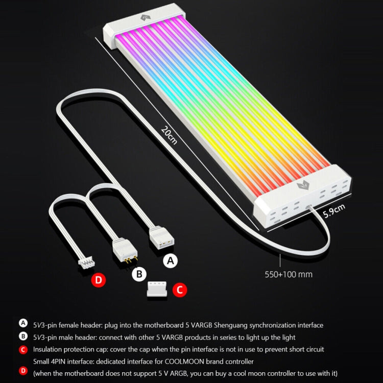 AOSOR Al200 Neon Cable Computer Motherboard Graphics Card Glow Board Power Supply Line Decoration(White) - HoMEdemic™ 