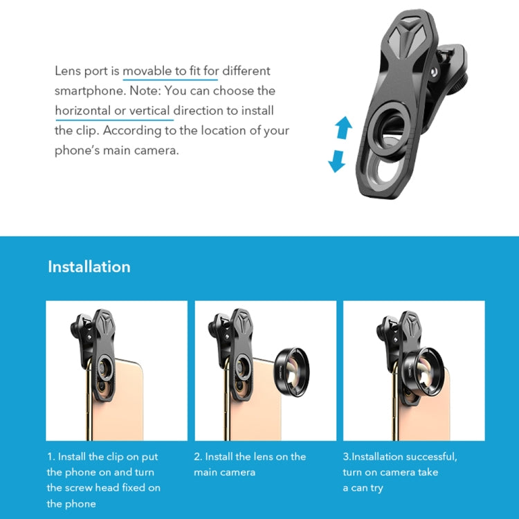 APEXEL APL-HB100MM HD Insect Jewelry 100 Micro External Mobile Phone Lens(Telephoto Clip) - HoMEdemic™ 