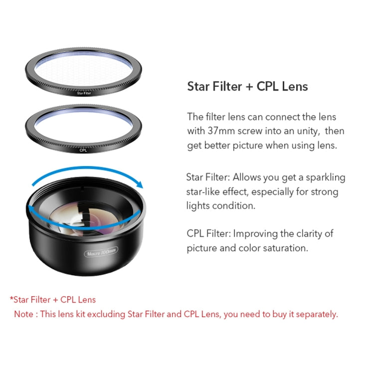 APEXEL APL-HB100MM HD Insect Jewelry 100 Micro External Mobile Phone Lens(Telephoto Clip) - HoMEdemic™ 