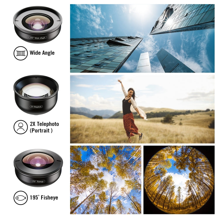 APEXEL APL-HB5 5 in 1 Wide Angle Macro Fisheye HD External Mobile Phone Lens(Set) - HoMEdemic™ 