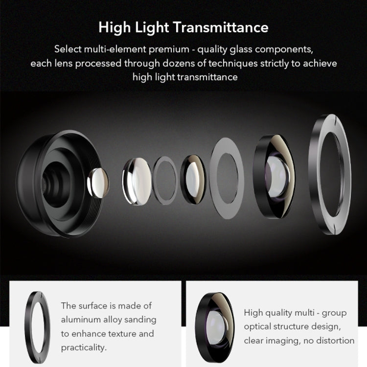 APEXEL APL-HB5 5 in 1 Wide Angle Macro Fisheye HD External Mobile Phone Lens(Set) - HoMEdemic™ 