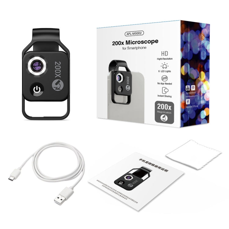 APEXEL APL-MS002BK 200X HD Universal Portable Mobile Phone Microscope with LED Light (Black) - HoMEdemic™ 
