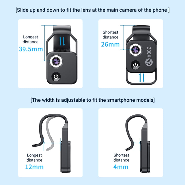APEXEL APL-MS002BK 200X HD Universal Portable Mobile Phone Microscope with LED Light (Black) - HoMEdemic™ 
