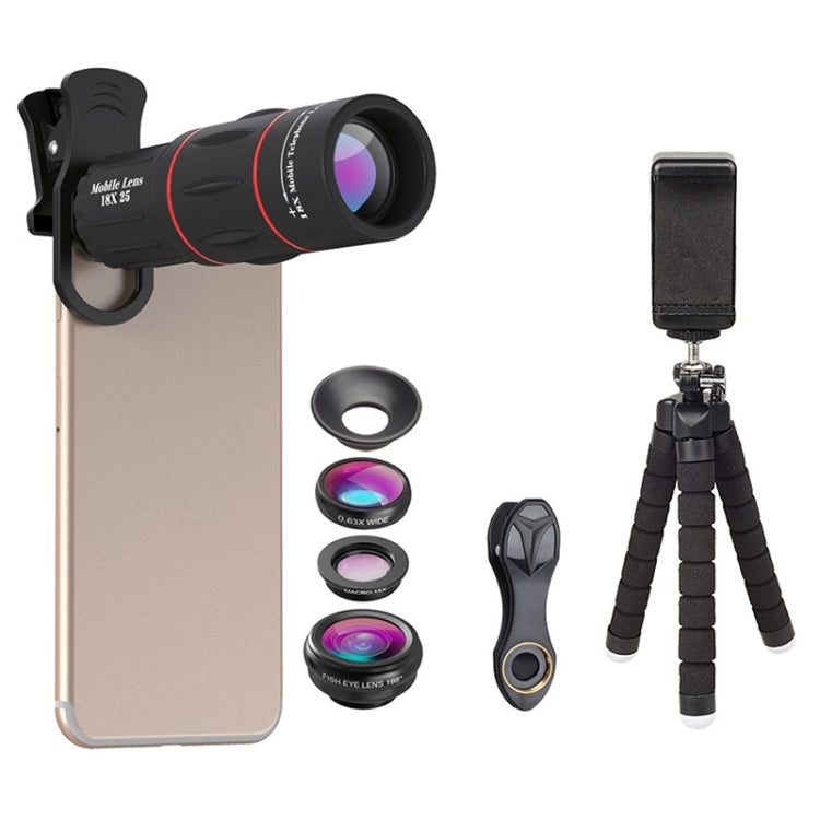 APEXEL APL-T18XBZJ5 4 in 1 18X Telescope + 0.63X Wide Lens + 198 Degrees Fisheye Lens + 15X Macro Lens Universal External Camera Phone Lens - HoMEdemic™ 