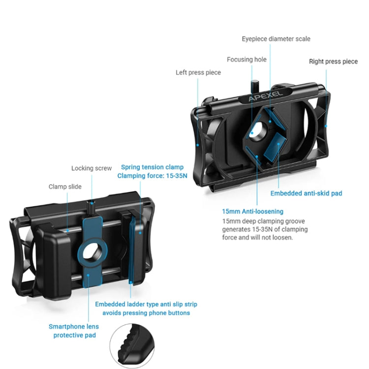 APEXEL F002X Universal Phone Adapter for Monoculars Binoculars Smartphone Holder Clip(Green) - HoMEdemic™ 