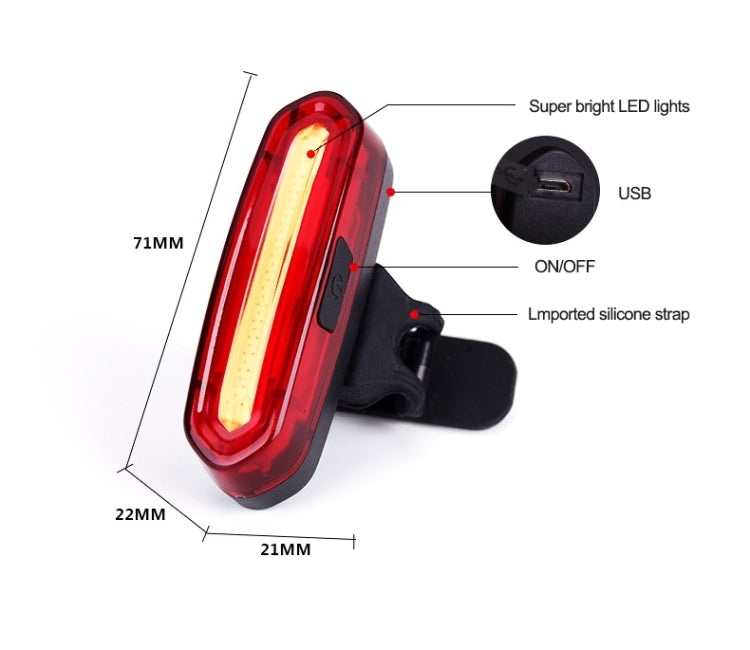 AQY-096 IPX4 Detachable USB Rechargeable Single Color LED Bike Taillight, White, (Red - HoMEdemic™ 