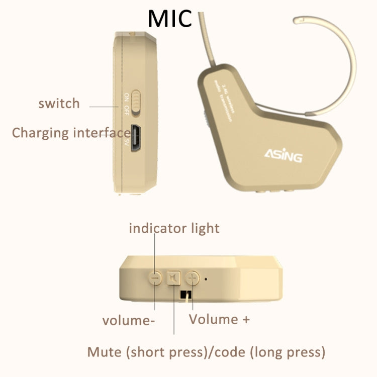 ASiNG S16  2.4G Wireless Voice Amplifier with Headset Microphone for Teachers Tour Guides Without Strap Chain - HoMEdemic™ 