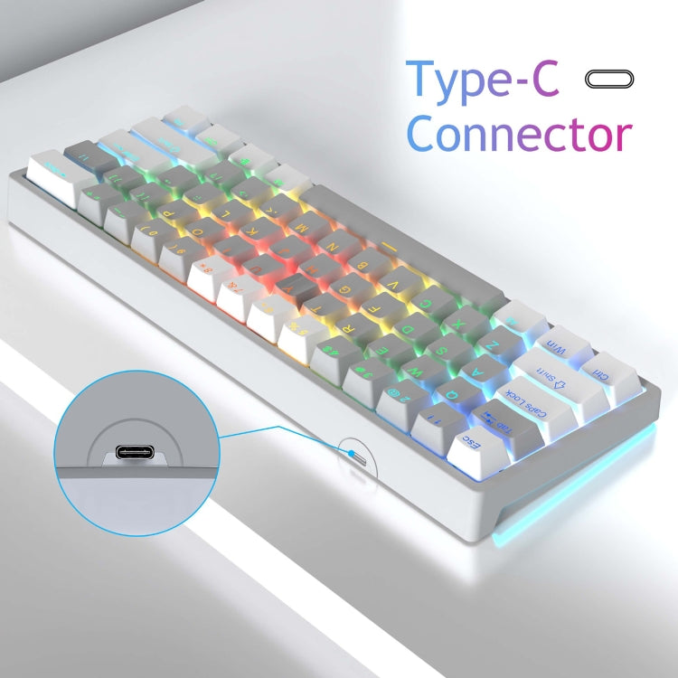 AULA F3261 Type-C Wired Hot Swappable 61 Keys RGB Mechanical Keyboard(Grey Black Green Shaft) - HoMEdemic™ 