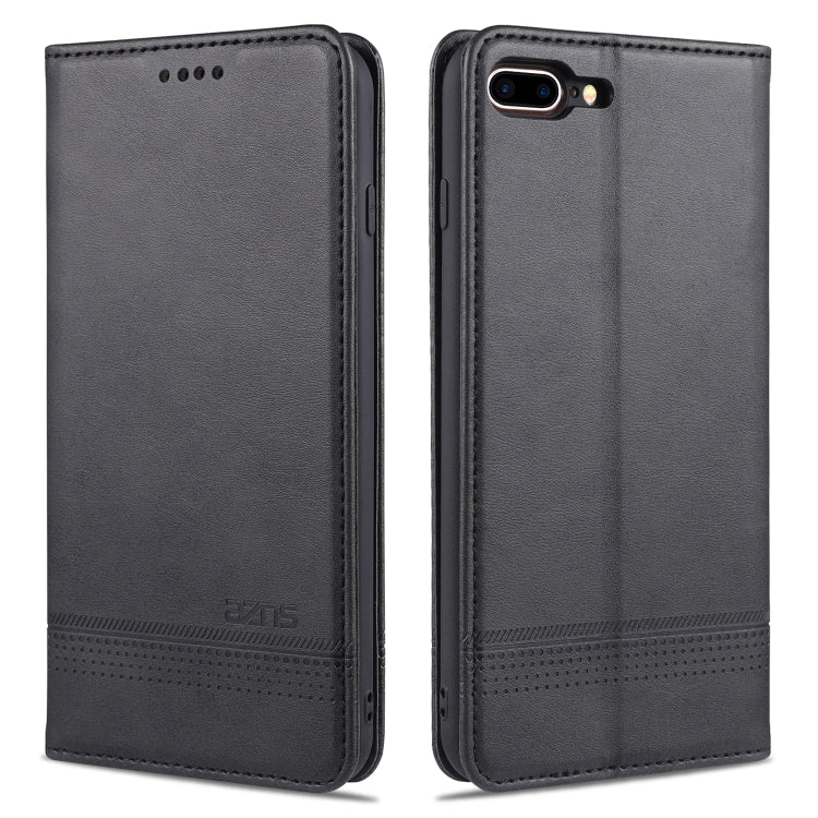 AZNS Magnetic Calf Texture Horizontal Flip Leather Case with Card Slots & Holder & Wallet For iPhone 8 Plus/7 Plus(Black) - HoMEdemic™ 
