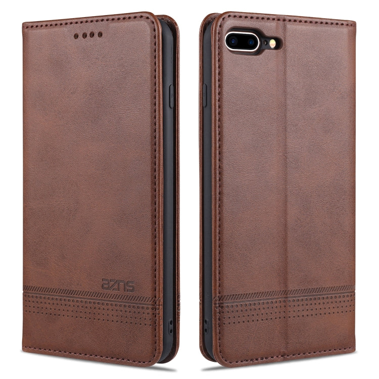 AZNS Magnetic Calf Texture Horizontal Flip Leather Case with Card Slots & Holder & Wallet For iPhone 8 Plus/7 Plus(Dark Brown) - HoMEdemic™ 