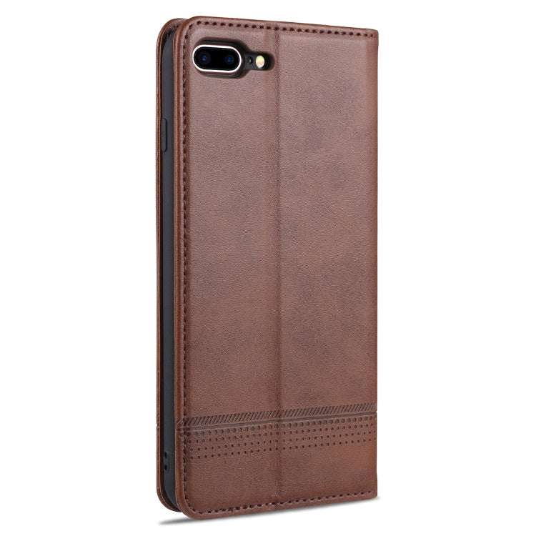 AZNS Magnetic Calf Texture Horizontal Flip Leather Case with Card Slots & Holder & Wallet For iPhone 8 Plus/7 Plus(Dark Brown) - HoMEdemic™ 