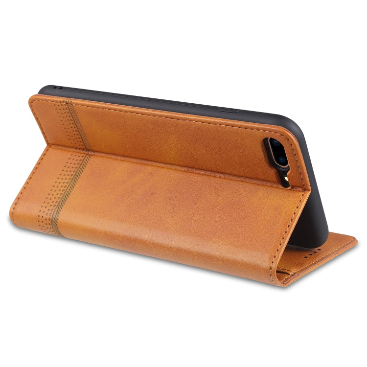 AZNS Magnetic Calf Texture Horizontal Flip Leather Case with Card Slots & Holder & Wallet For iPhone 8 Plus/7 Plus(Dark Brown) - HoMEdemic™ 