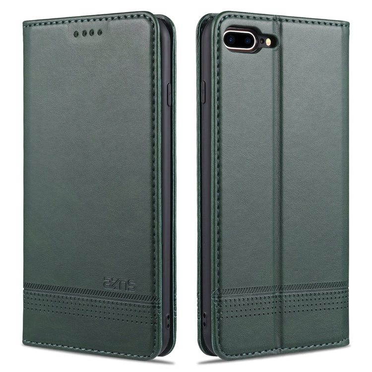 AZNS Magnetic Calf Texture Horizontal Flip Leather Case with Card Slots & Holder & Wallet For iPhone 8 Plus/7 Plus(Dark Green) - HoMEdemic™ 