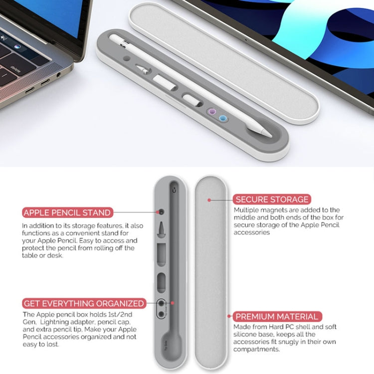 AahStyle PT121 For Apple Pencil 1 / 2 Magnetic Storage Convenient Pen Box(White) - HoMEdemic™ 