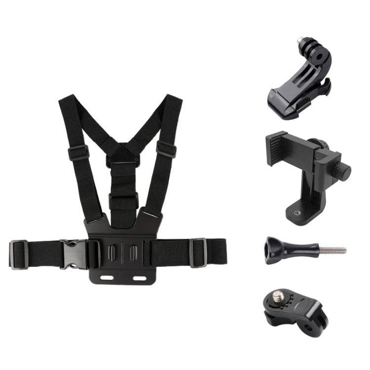 Adjustable Body Mount Belt Chest Strap with Phone Clamp & S-type Adapter & J Hook Mount & Long Screw for GoPro, Insta360, DJI and Other Action Cameras, Smartphones(Black) - HoMEdemic™ 