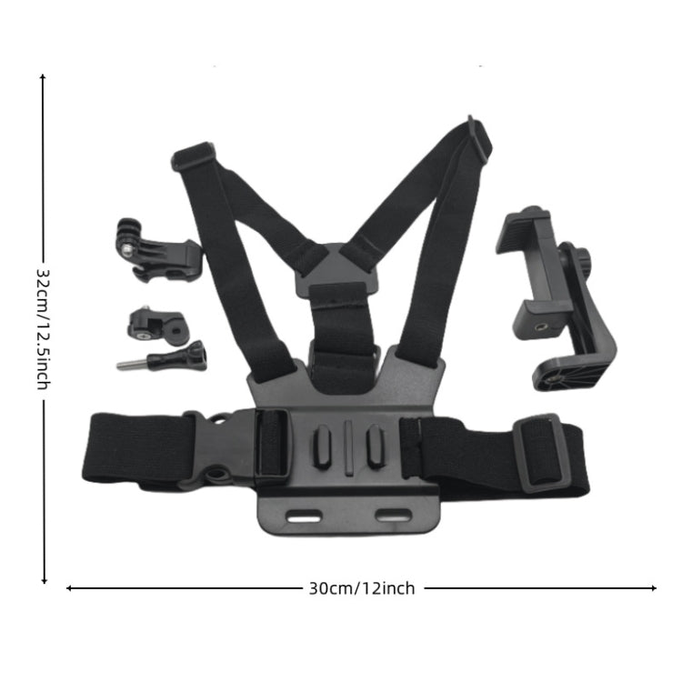 Adjustable Body Mount Belt Chest Strap with Phone Clamp & S-type Adapter & J Hook Mount & Long Screw for GoPro, Insta360, DJI and Other Action Cameras, Smartphones(Black) - HoMEdemic™ 