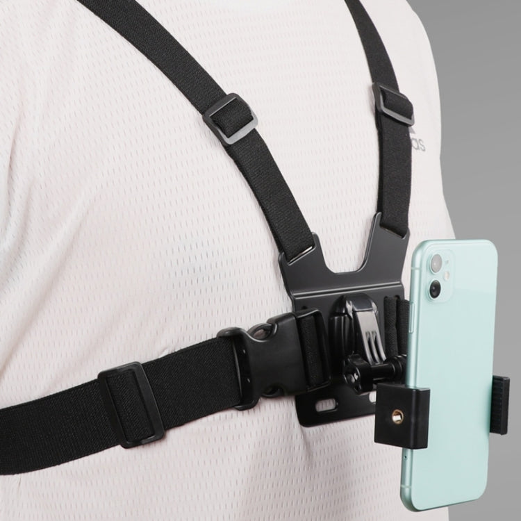 Adjustable Body Mount Belt Chest Strap with Phone Clamp & S-type Adapter & J Hook Mount & Long Screw for GoPro, Insta360, DJI and Other Action Cameras, Smartphones(Black) - HoMEdemic™ 