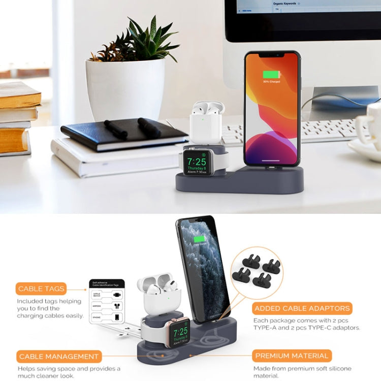 AhaStyle PT28-3 For iPhone / Apple Watch / AirPods 3 In 1 Silicone Desktop Charging Storage Base Bracket(Dark Gray) - HoMEdemic™ 