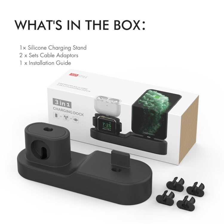 AhaStyle PT28-3 For iPhone / Apple Watch / AirPods 3 In 1 Silicone Desktop Charging Storage Base Bracket(Dark Gray) - HoMEdemic™ 